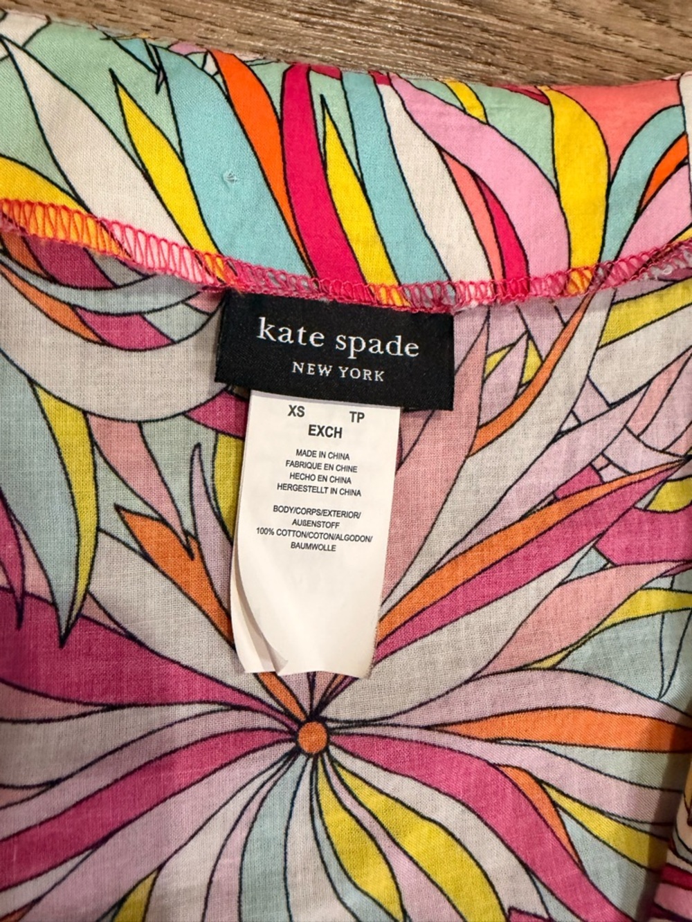 Kate Spade Floral Caftan Dress Pockets Cotton V Neck Resort XS - Picture 4 of 10